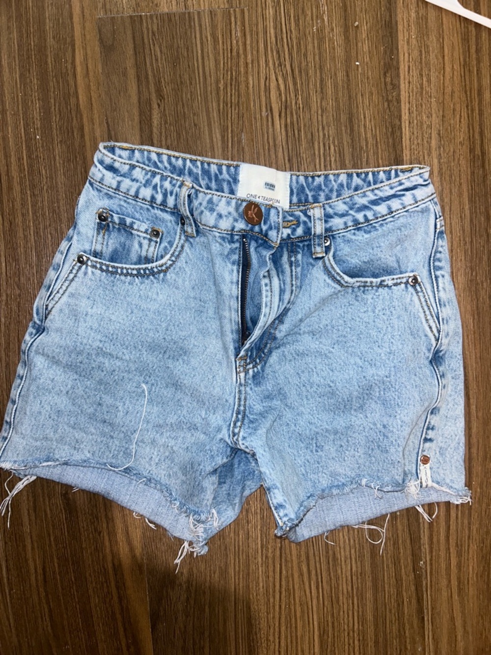 One Teaspoon Faded Light Blue High-Rise Denim Cutoff Shorts